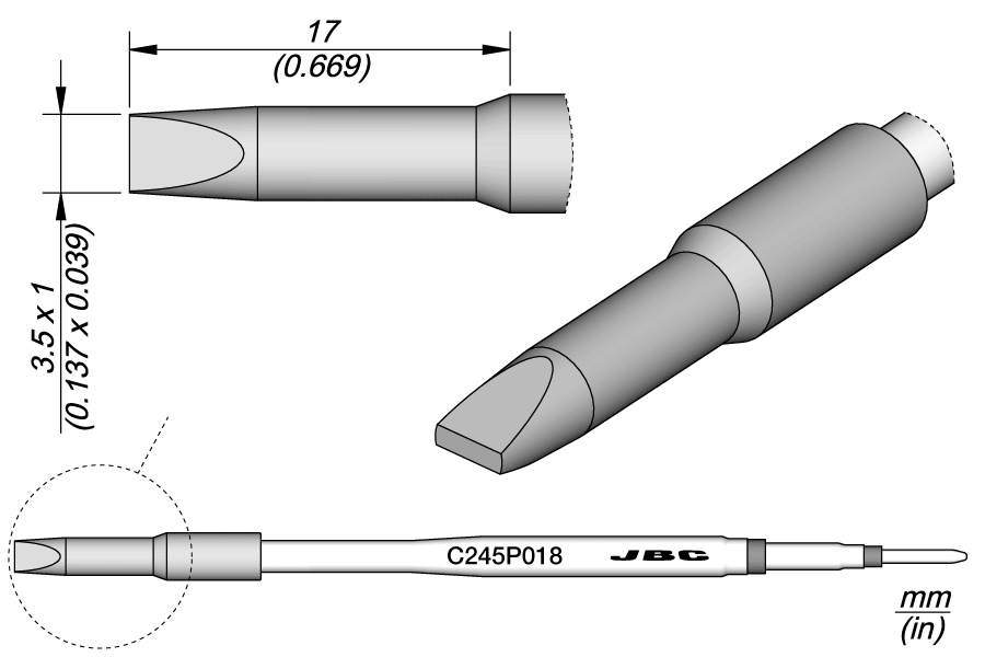 C245P018 - Nickel Chisel Catridge 3.5 x 1